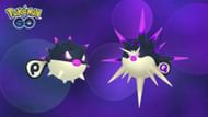 Hisuian Qwilfish with its evolution, Overqwil (Image via Niantic)